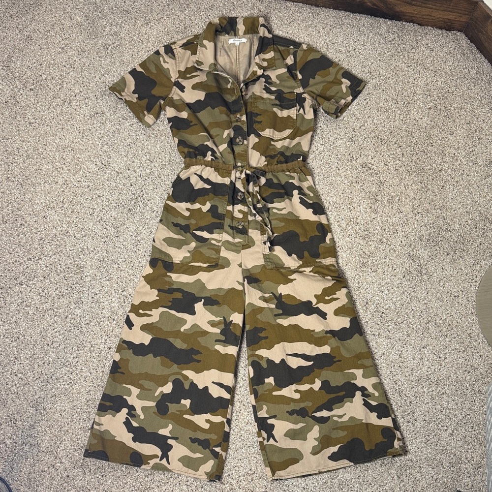 Madewell Wide Leg Utility Jumpsuit in Cottontail Camo 100% Cotton